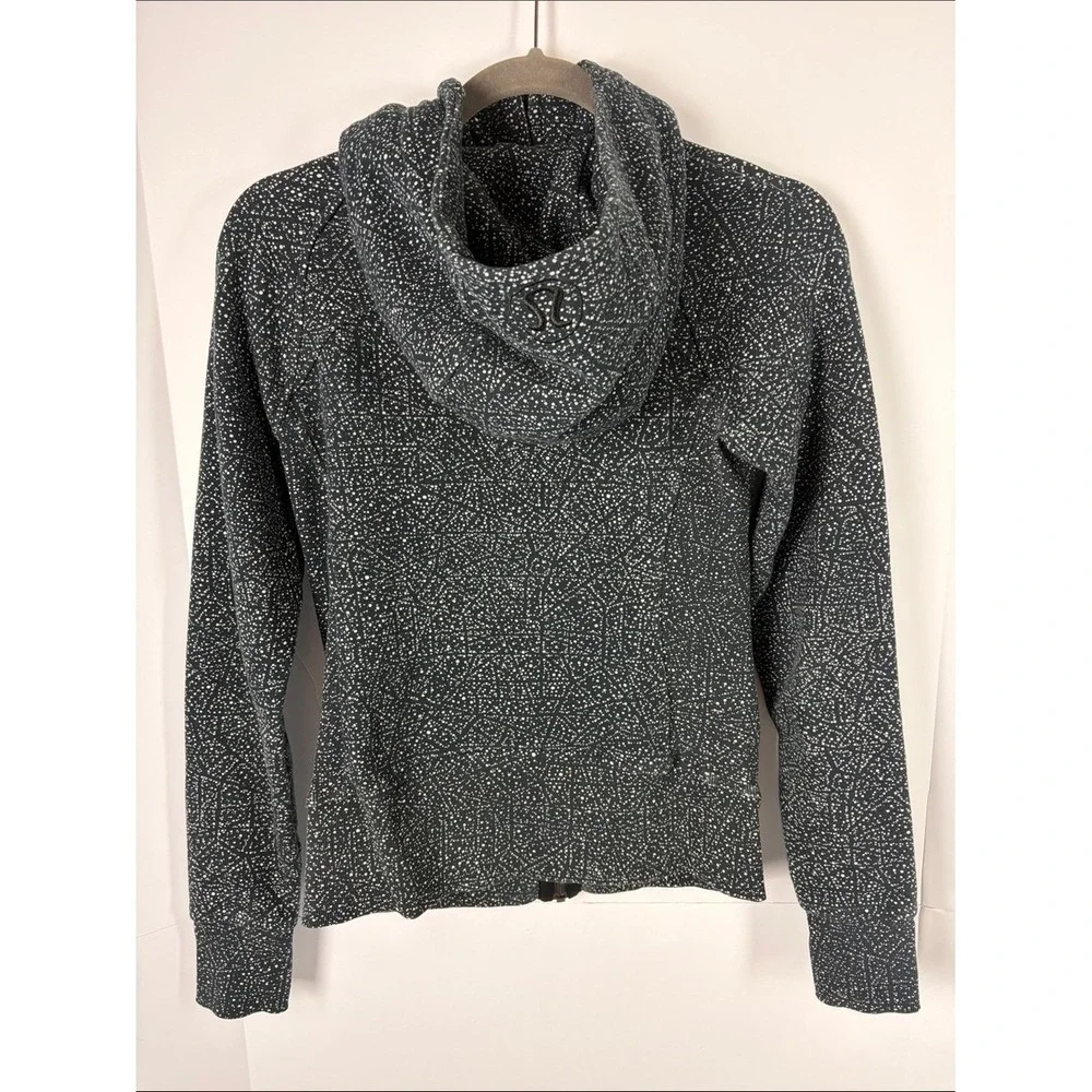 Lululemon Scuba Hoodie 4 Night View White Black Cotton Fleece Full Zip